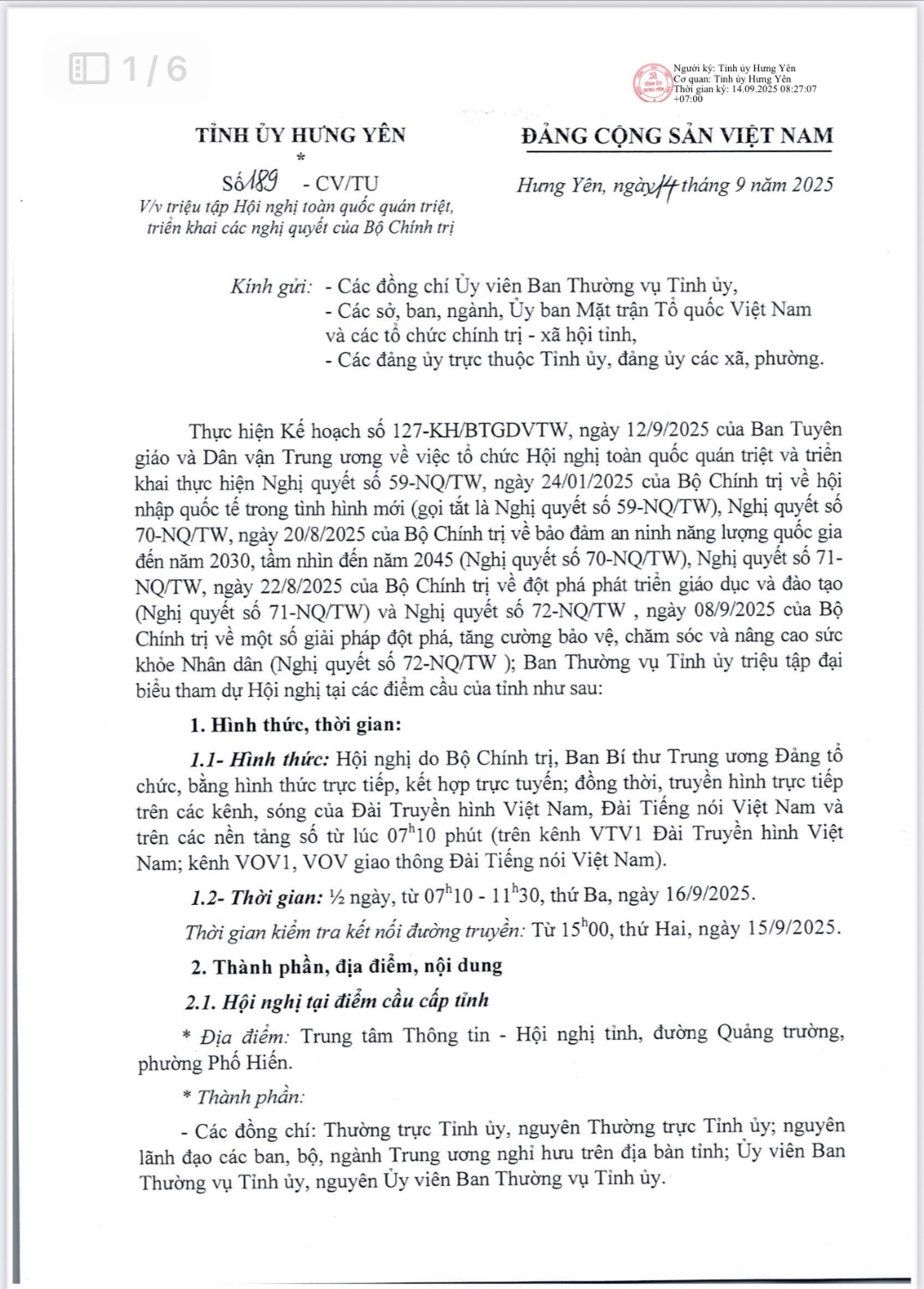 Sáng 16/9 diễn ra Hội nghị toàn quốc quán triệt, triển khai thực hiện 4 Nghị quyết quan trọng của Bộ Chính trị